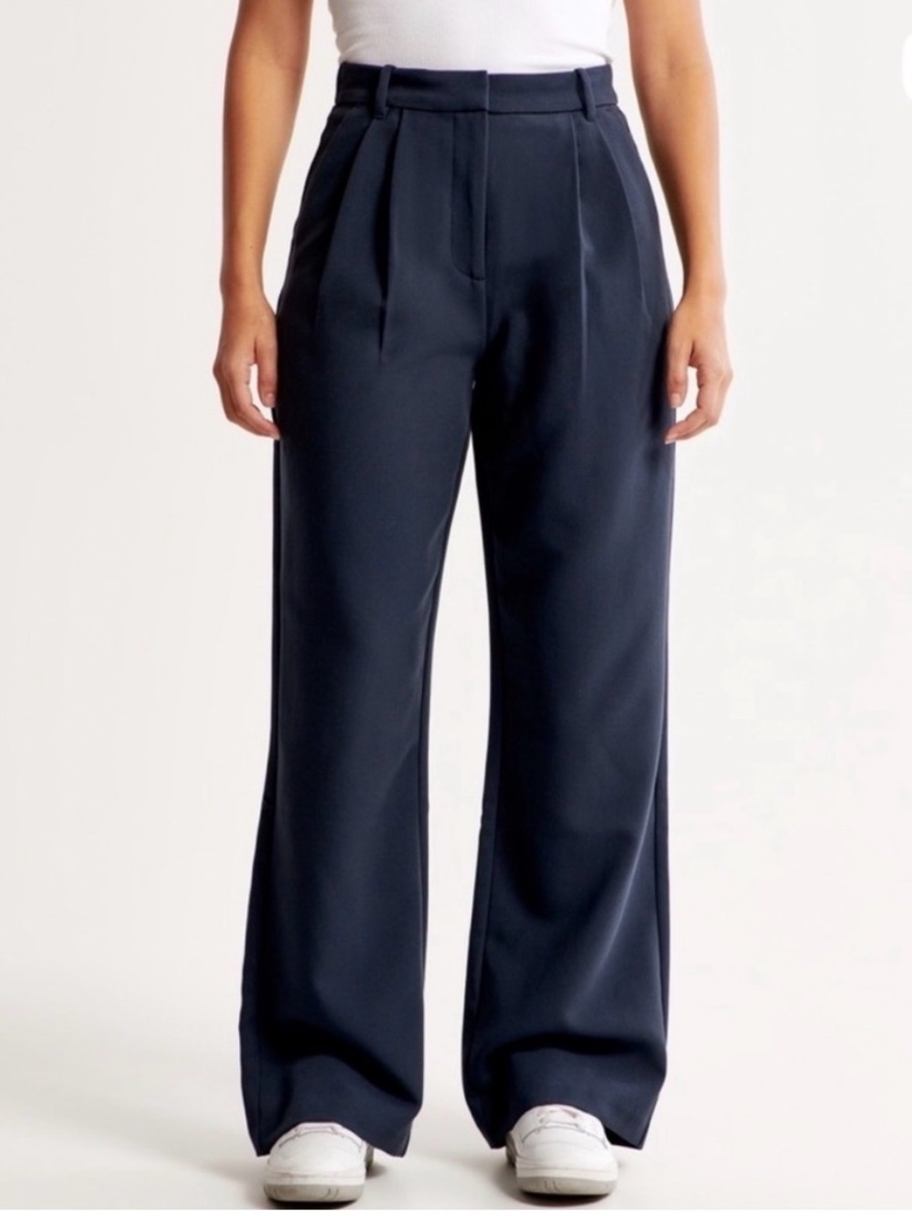 Abercrombie & Fitch Tailored Wide Leg Pants Trousers Navy Blue 28/6